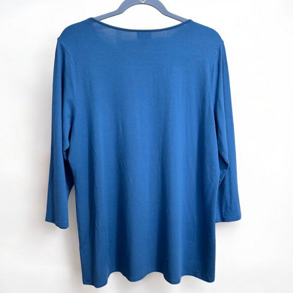 J. Jill blue three quarter sleeve stretch top - Picture 2 of 8